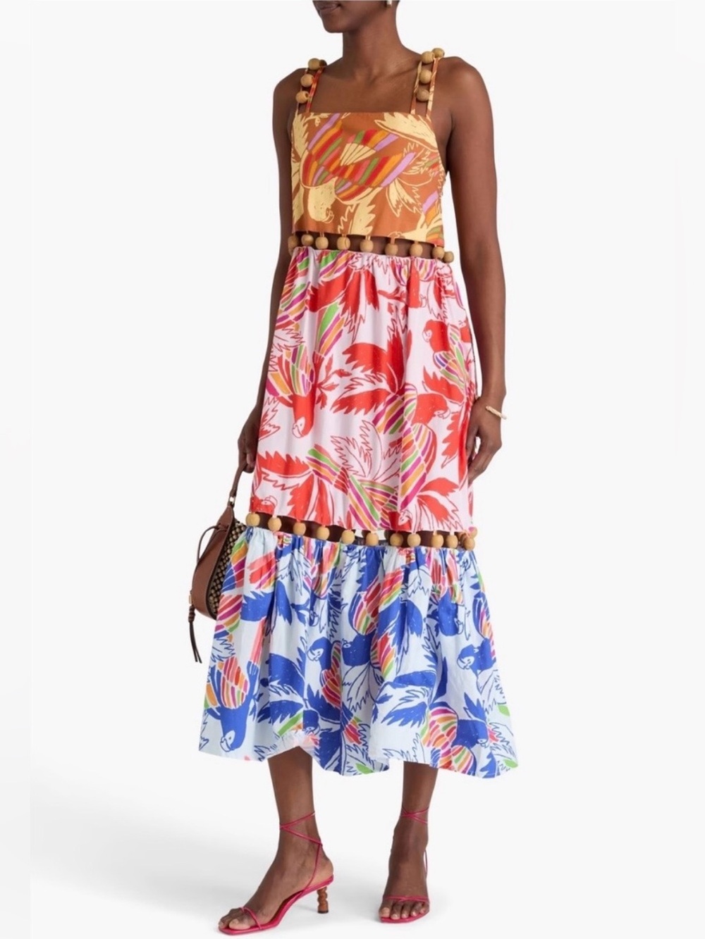 NWT Farm Rio Dress with Wooden Accents small